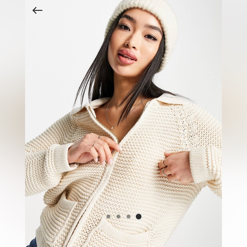 ASOS Cream Knit Cardigan - Picture 3 of 8